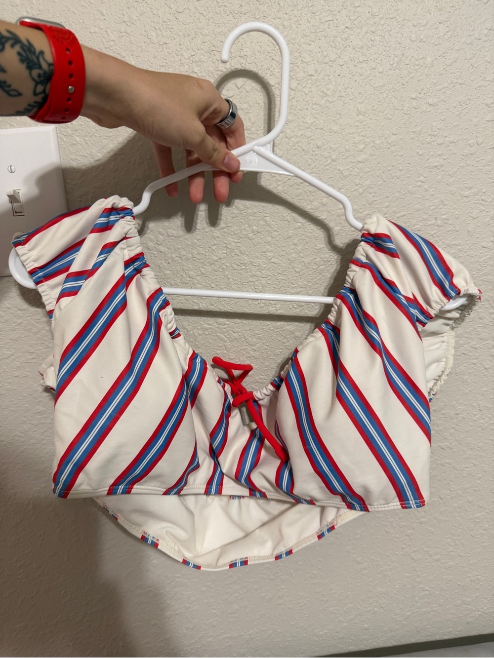 Striped Red White & Blue Bikini Top